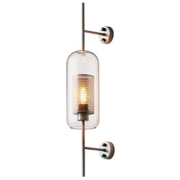 Contemporary Industrial Cylinder Glass Shade Iron Finish Frame 1-Light Wall Sconce Lamp For Bedroom - Image 14