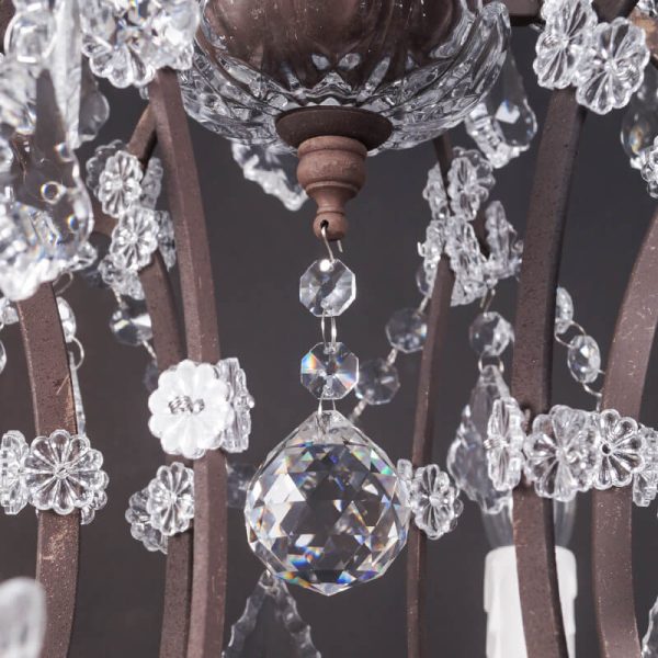 Vintage French Crystal Candelabra Rust 6-Light Table Lamp - Image 5