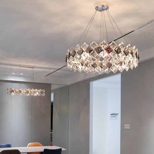 Contemporary Luxury Crystal Diamond Circle Plated Hardware 5/6/7/8/10/14 Light Chandelier For Living Room - Image 28