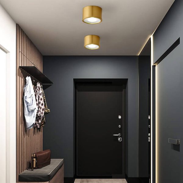 Modern Cylindrical Brass LED Spotlight Flush Mount Ceiling Light - Image 10
