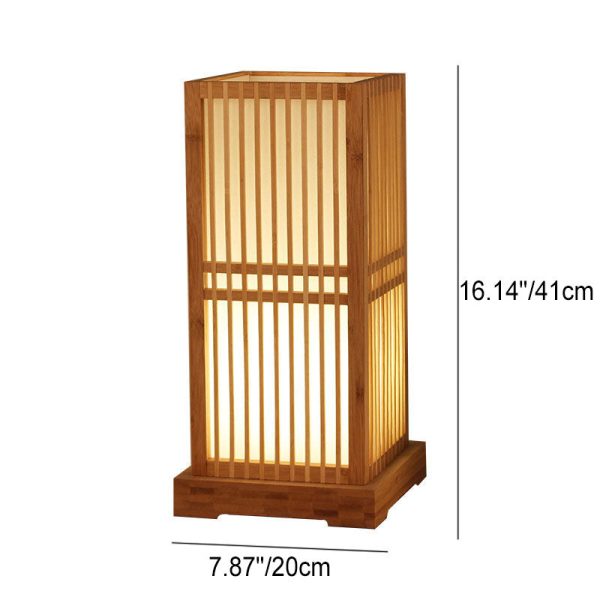 Japanese Minimalist Wooden Square Column 1-Light Table Lamp - Image 5