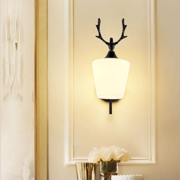 Nordic Creative Antler Glass Cone Shade 1-Light Wall Sconce Lamp - Image 12