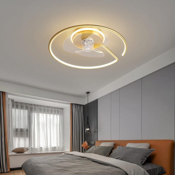 Minimalist Light Luxury Round Ring LED Invisible Flush Mount Ceiling Fan Light - Image 2