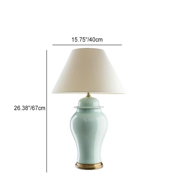 Traditional Rustic Ceramic Fabric Conic Vase 1-Light Table Lamp For Study - Image 5