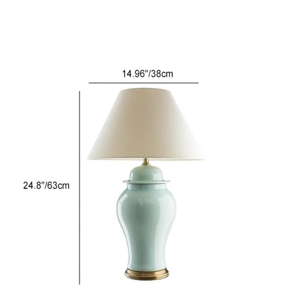 Traditional Rustic Ceramic Fabric Conic Vase 1-Light Table Lamp For Study - Image 4