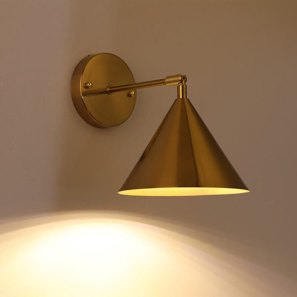 Modern Simple Iron Plated Brass Cone Round 1-Light Wall Sconce Lamp - Image 3
