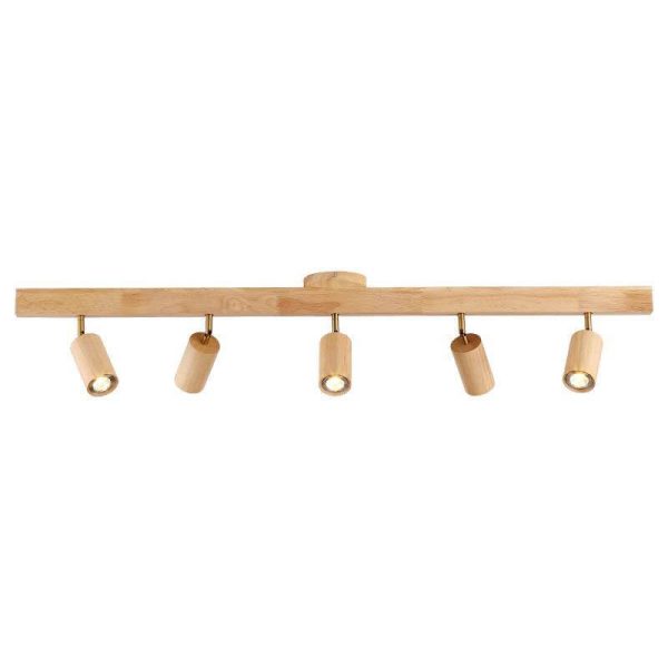 Japanese Minimalist Wooden Track Lighting LED 2/3/4/5 Light Semi-Flush Mount Ceiling Light - Image 12