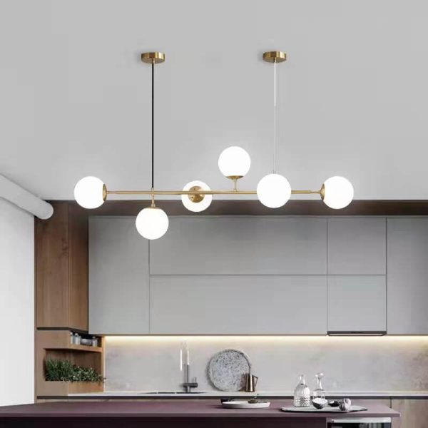 Nordic Minimalist Colorful Orb Hardware Glass 6-Light Island Light Chandelier - Image 9