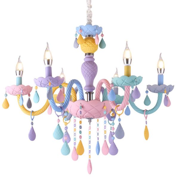 Modern Children's Princess Macaroon Candelabra Crystal Glass 5/6/8/10/12/15 Light Chandelier - Image 9
