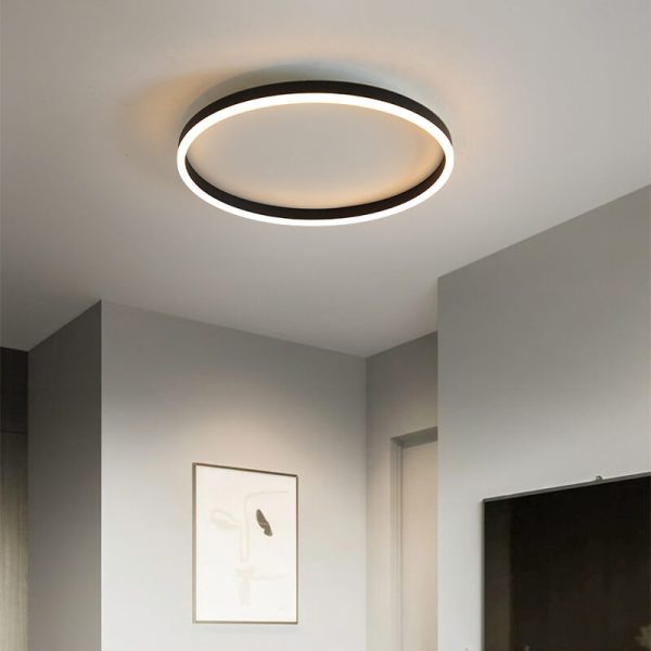 Nordic Minimalist Circle Ring Iron Acrylic LED Flush Mount Ceiling Light - Image 2