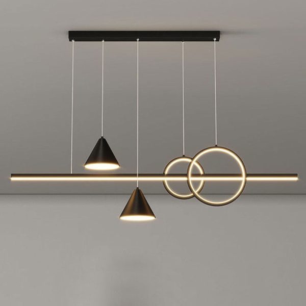 Modern Minimalist Strip Cone Circle Iron Acrylic LED Chandeliers Island Light For Dining Room - Image 30
