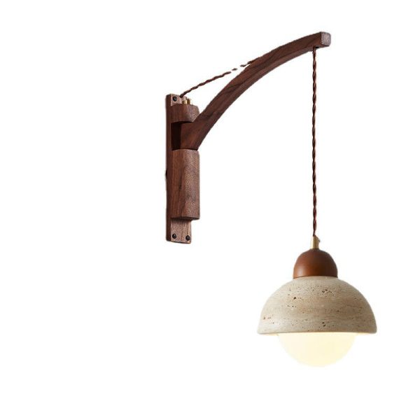 Japanese Wabi-Sabi Solid Wood Glass Horn 1-Light Wall Sconce Lamp - Image 11