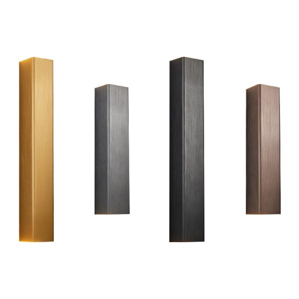 Nordic Minimalist Brushed Aluminum Rectangular Column LED Wall Sconce Lamp - Image 25