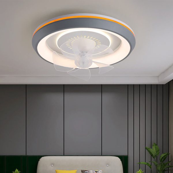 Modern Minimalist Round Swing Head Inverter LED Flush Mount Ceiling Fan Light - Image 16