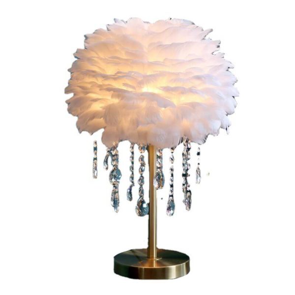 Nordic Creative Feather Round Crystal Tassel 1-Light Table Lamp - Image 13