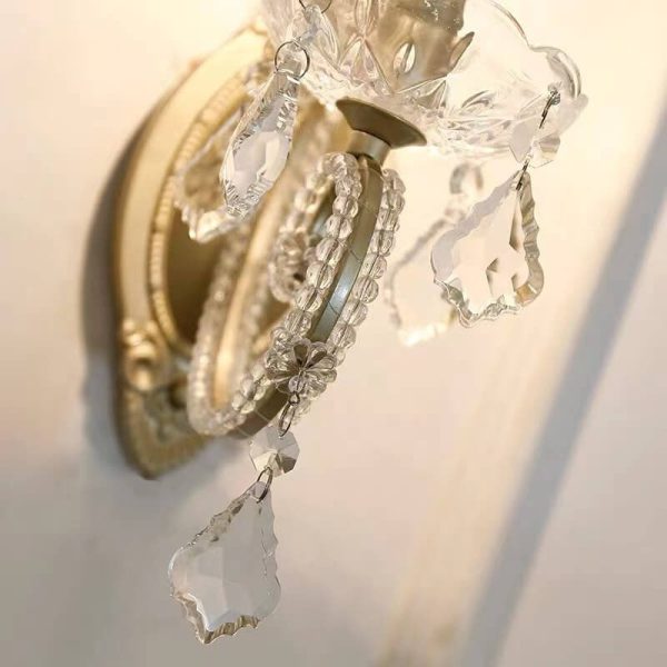 European Vintage Crystal Candelabra 1/2 Light Wall Sconce Lamp - Image 10