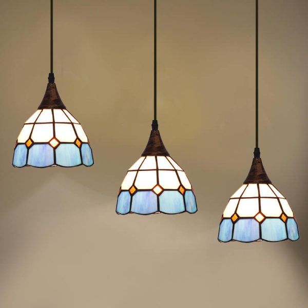 Tiffany Stained Glass Bell 3-Light Island Light Chandelier - Image 12