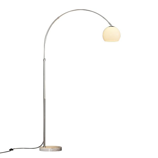 Contemporary Scandinavian Glass Round Shade Fishing Rod Iron 1-Light Standing Floor Lamp For Living Room - Image 8