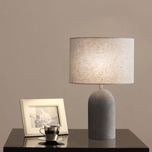 Industrial Gray Fabric Cement Column Base 1-Light LED Table Lamp - Image 2