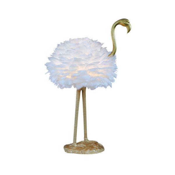 Contemporary Nordic Goose Feather Metal Flamingo Ball 1-Light Table Lamp For Bedside - Image 33