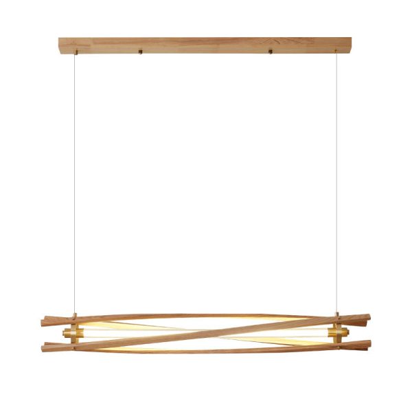 Japanese Minimalist Log Long Column Brass LED Island Light Chandelier - Image 9