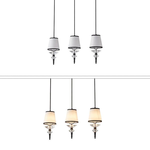 European Vintage Glass Fabric Metal 1/3/5-Light Island Light Chandelier - Image 11