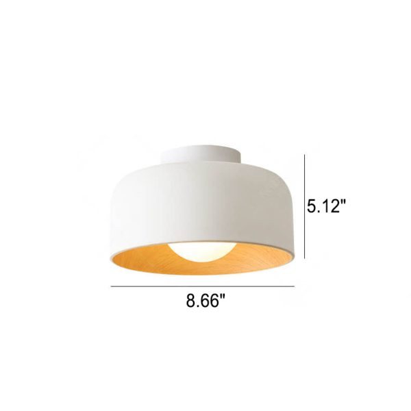 Minimalist Dome Wood Grain Iron 1-Light Semi- Flush Mount Ceiling - Image 8