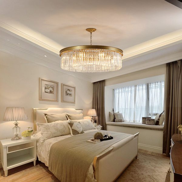 Contemporary Luxury Iron Finish Frame Round Tiered Crystal Shade 8-Light Chandelier For Living Room - Image 2