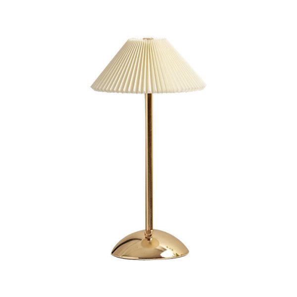 Contemporary Scandinavian Rechargeable Iron Fabric Conic Pleated 1-Light Table Lamp For Bedside - Image 24