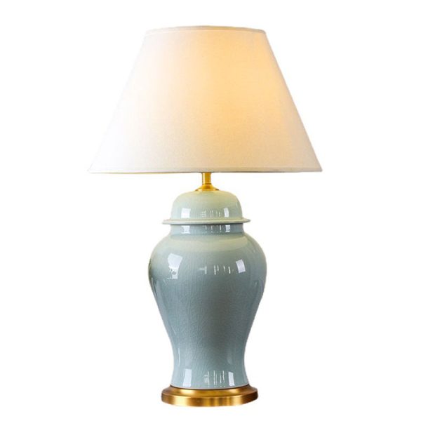 Traditional Chinese Fabric Shade Ceramic Vase Base 1-Light Table Lamp For Study - Image 9