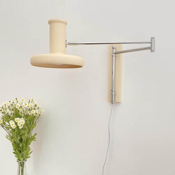 Nordic Minimalist  Beige Swing Arm 1-Light Wall Sconce Lamp - Image 8