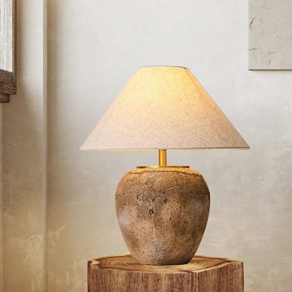 Modern Shabby Chic Cone Fabric Ceramic Jar 1-Light Table Lamp For Bedroom - Image 14