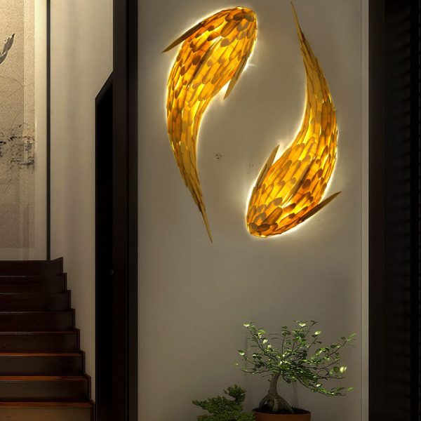Modern Decorative Carp Linden Wood Hardware 2/4 Light Wall Sconce Lamp