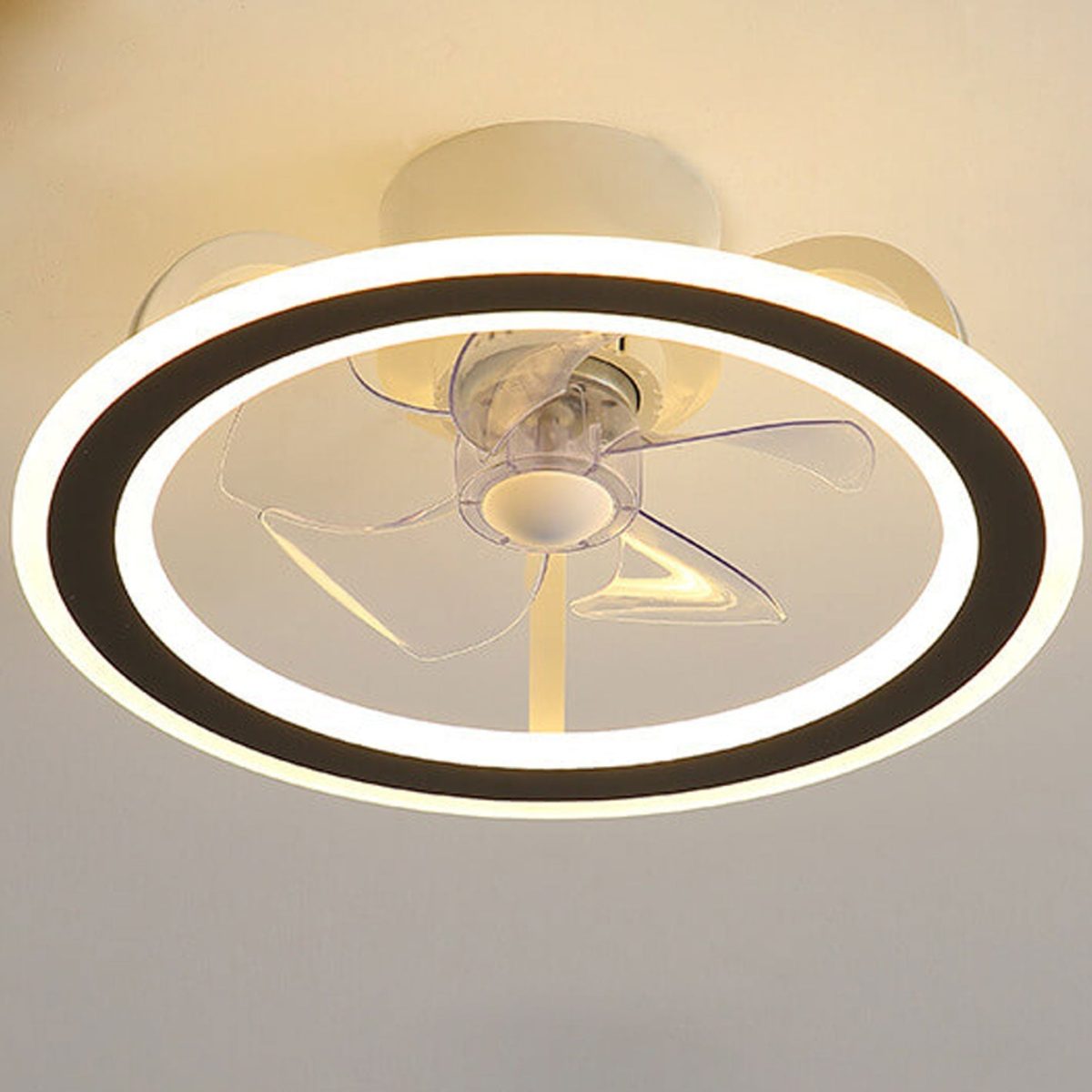 Nordic Creative Round LED Semi-Flush Mount Ceiling Fan Light - Image 1