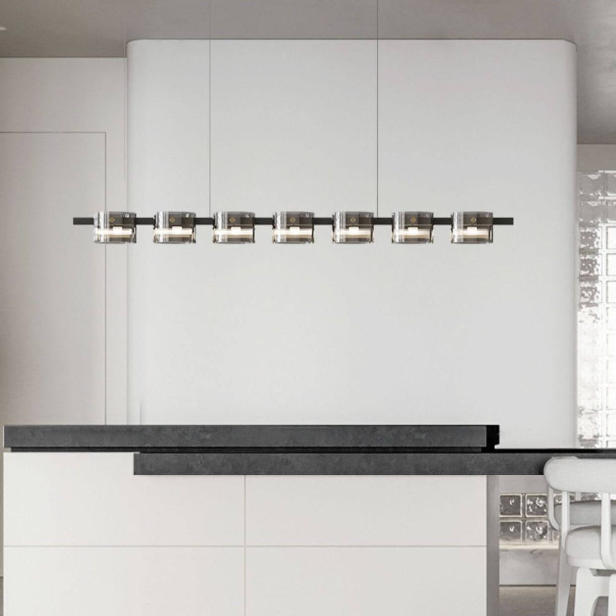 Modern Minimalist Glass Cylindrical Shade Bar LED Chandelier - Image 4