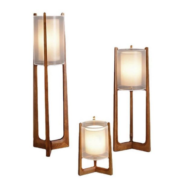 Japanese Minimalist Solid Wood Fabric Column 1-Light Standing Floor Lamp - Image 14
