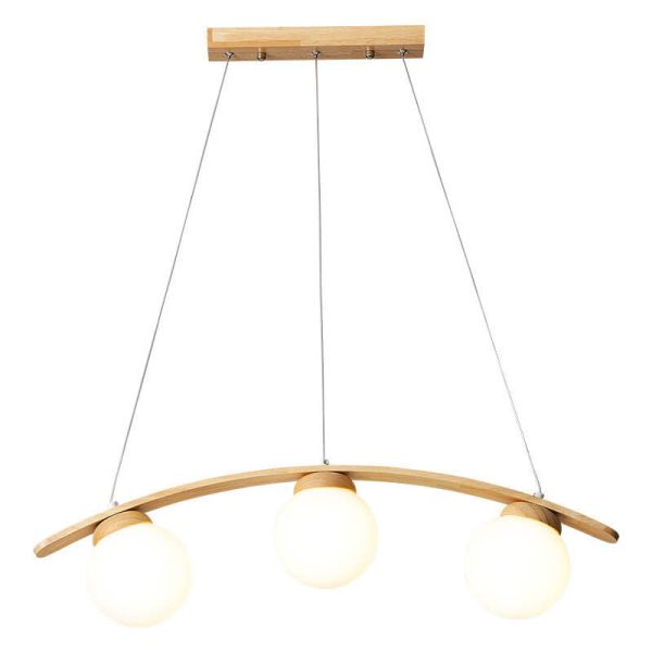 Japanese Harajuku Arc Wood Frame Glass Ball 3-Light Island Light Chandelier - Image 11