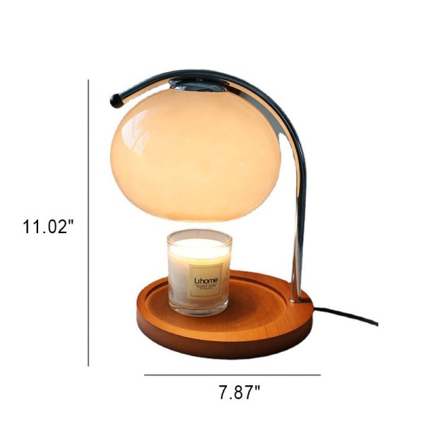 Vintage Glass Dome Solid Wood Base 1-Light Melting Wax Table Lamp - Image 9