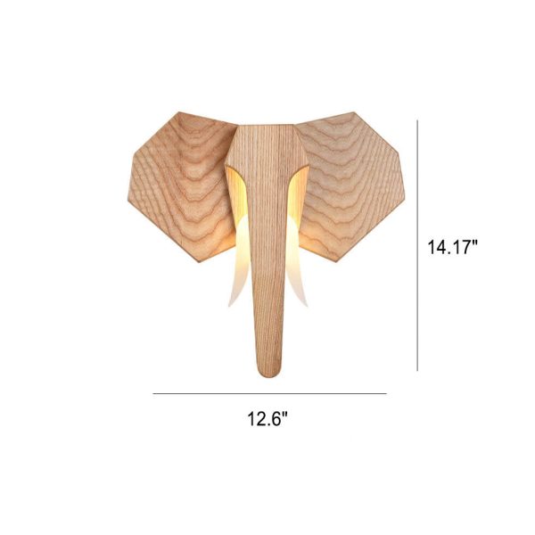 Nordic Creative Solid Wood Elephant Shape LED Wall Sconce Lamp - Image 6