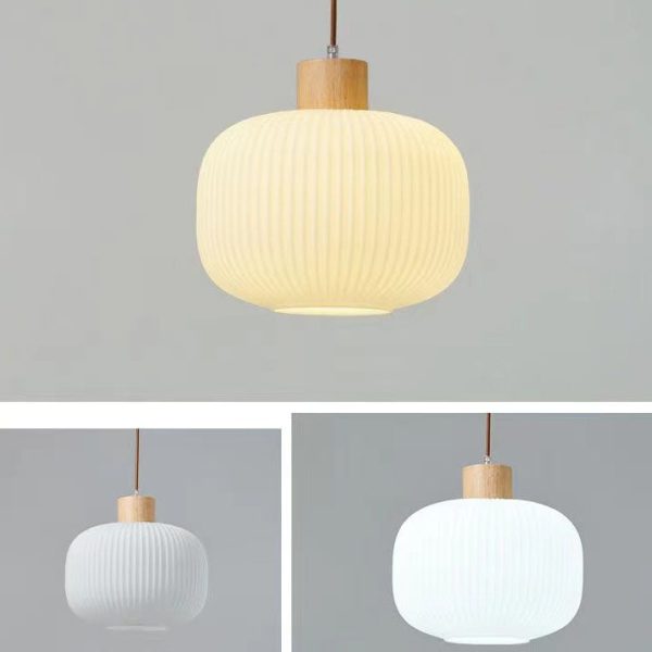 Japanese Minimalist Log Wood  Strip Glass Jar 1/2/3 Light Island Light Chandelier - Image 18