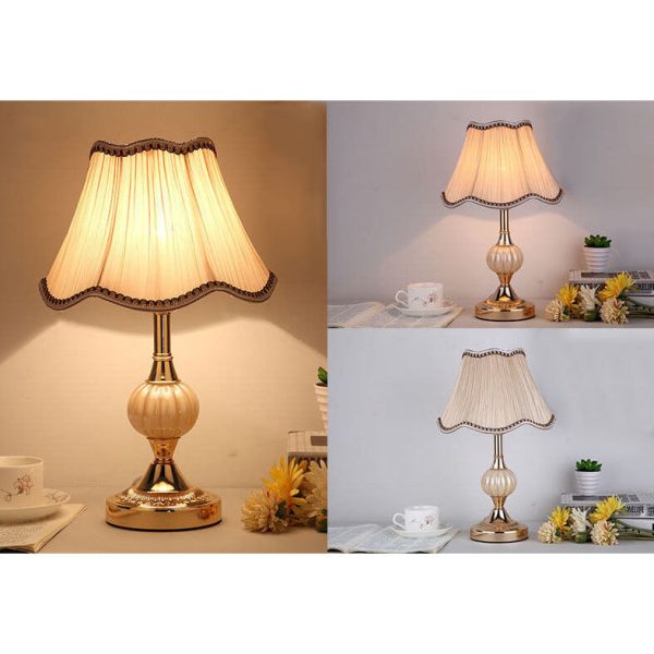 Nordic Vintage Floral Glass Fabric 1-Light Table Lamp - Image 8