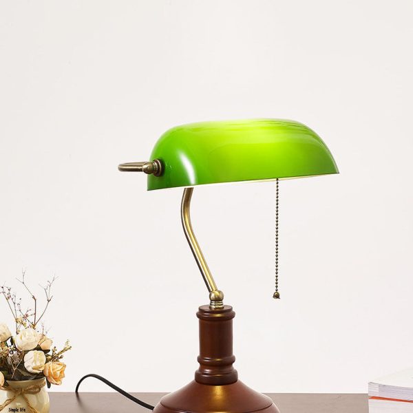 Vintage Solid Wood Glass Bank Zipper 1-Light Table Lamp - Image 10