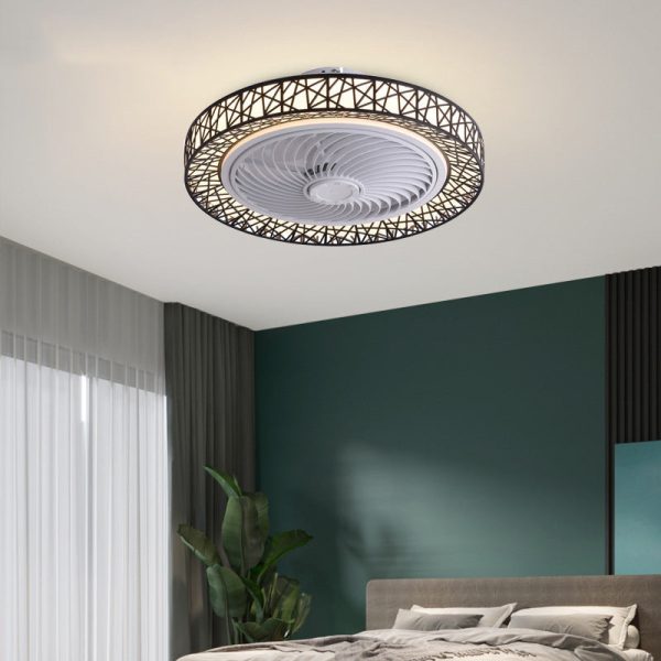 Modern Luxury Round Lace LED Flush Mount Ceiling Fan Light - Image 16