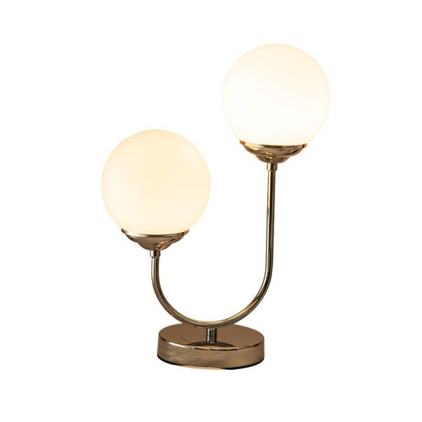Vintage Chrome Iron Glass Ball 2-Light Table Lamp - Image 6