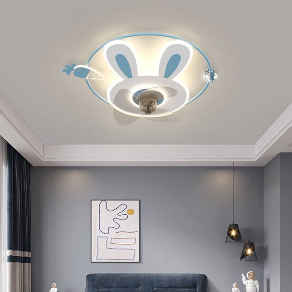 Cartoon Creative Bunny Carrot LED Flush Mount Ceiling Fan Light - Image 15