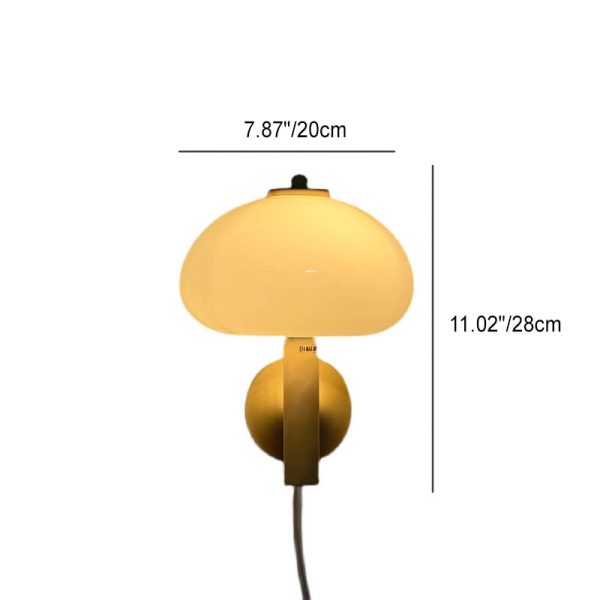 Nordic Vintage Milk White Glass Dome Mushroom 1-Light Wall Sconce Lamp - Image 6