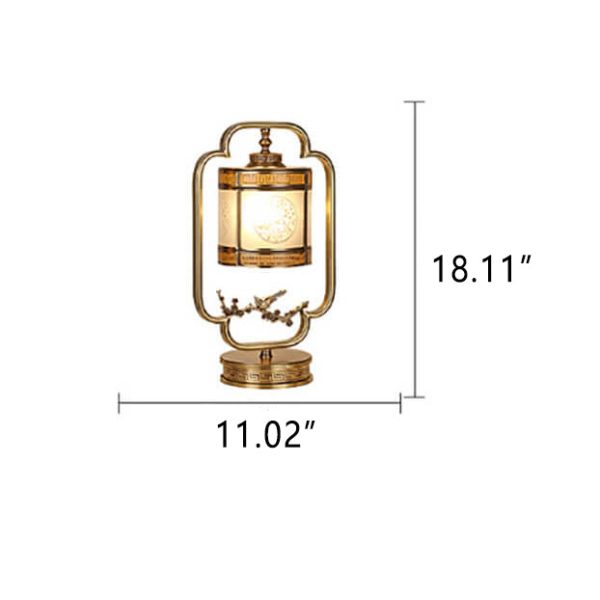 Chinese Glass Full Copper Carved 1-Light Table Lamp - Image 3