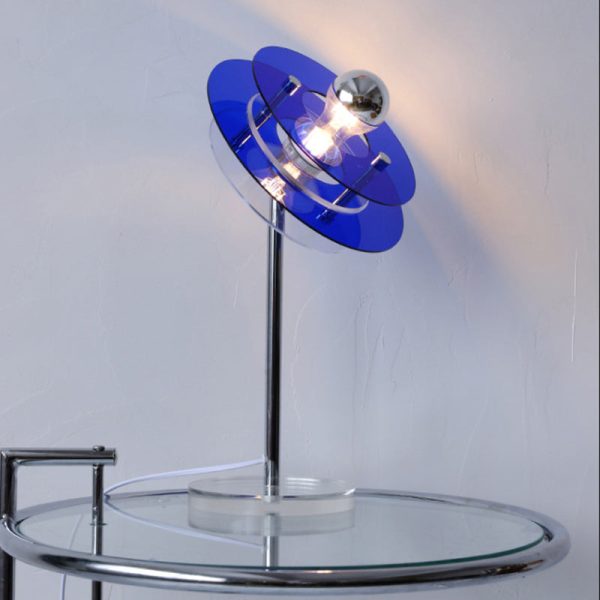 Modern Mid-Century Round Flying Saucer Iron Acrylic 1-Light Table Lamp For Bedroom - Image 6