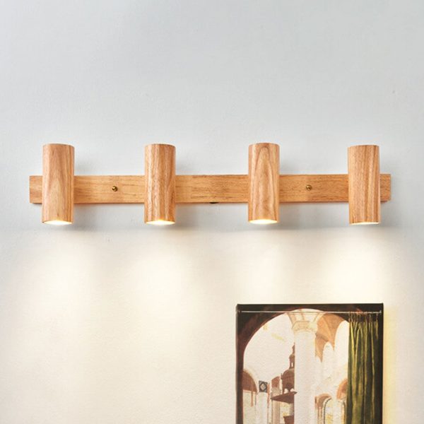 Modern Minimalist Wood Track Spotlight 1/2/3 Light Wall Sconce Lamp - Image 13