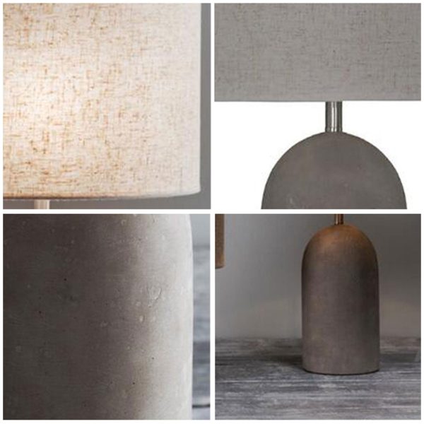Industrial Gray Fabric Cement Column Base 1-Light LED Table Lamp - Image 5